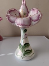Fenton Jack In The Pulpit/JIP Vase Iridescent Milk Floral Design Hand Painted picture