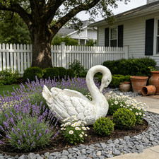 12.8-Inch Tall Vintage Swan Planter Statue picture