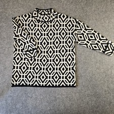 Pina Rossi Women's M Black White Geometric Mock Neck Knit Pullover NWT picture