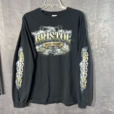 Anvil Bristol Motor Speedway Thunder Valley Long Sleeve T-Shirt Men's L Black picture