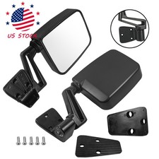 Pair View Door Mirrors Manual Side Set Right Left Black Fits Jeep Wrangler 87-02 picture