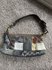 Coach Small Blue patch work Leather Shoulder Bag Purse Vintage Y2K picture