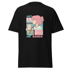 I'm Just a Girl Who Loves Cats Ramen Anime T-Shirt Kawaii Graphic Tee picture