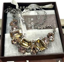 Sorrelli Emerald & Pear-Cut Crystal Statement Champagne Color Necklace (A87) picture