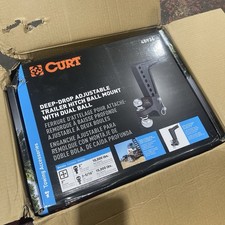 CURT Adjustable Ball Mount, Dual Ball, 2 Shank, 15K lbs, Deep Drop 45936 New picture