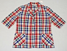 VTG Unique Blazer Style Plaid Top Joyce Size M 60s 70s Colorful Light Cotton picture