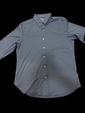 Rhone Performance Button-Up Shirt, Blue Textured Knit, Men’s Large picture