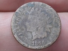 1866 Indian Head One Cent Penny- About Good Details picture