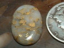 OREGON BLUE MTNS. GOLD QUARTZ CABOCHON 6.1 CARATS NATURAL GOLD GEMS picture