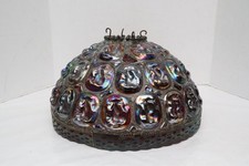 VTG 16” Stained Art Glass Tiffany Style Turtleback Table Lamp Shade Ruby Red picture