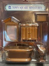 Dollhouse Miniature Walnut Bathroom Set Tub 1:12 inch scale F3 Dollys Gallery picture