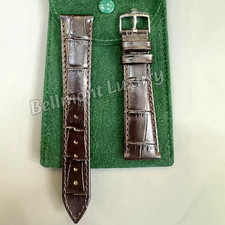 ROLEX Coffee Brown Leather Watch Band 20-16mm Silver Buckle Vintage Rare NOS picture