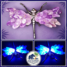3.5” Natural Light Purple Amethyst Dragonfly Gemstone Crystal Figurine Decor picture