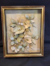 Adele Vintage 1976 - 3D Floral & Leaf Decoupage, Layered  Glass Tinsel Painting  picture