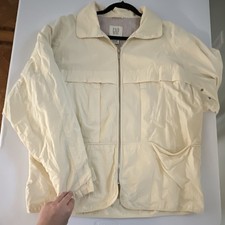 GAP Men's Beige Solid Full Zip Jacket w/ Pockets Point Collar Size L picture