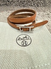 HERMES Brown Bracelet Leather Belt Bangle Buckle Belt 100% Authentic w/ COA picture