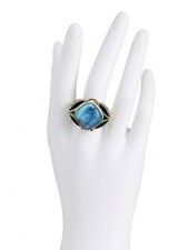 STUNNING Large Blue Cocktail Cabochon  Ring enamel Christina Sabatini picture