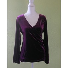 Whimsigoth Romantic Purple Velvet Weekend Moody Gothic Blouse Top Womens L Large picture