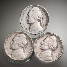 1938 P D S Jefferson Nickel Set (3 Coin Lot) Nice GOOD / VG FAST SHIPPING picture