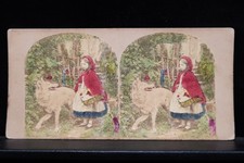 Antique Unsigned Stereoview Little Red Riding Hood Hand Colored #2 picture