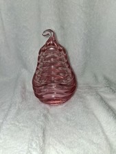 Vintage Fenton Pink Pear Glass Trinket Box. Ripple type pattern. picture