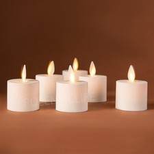 Set of 6 Luminara Flameless Moving Wick LED Battery Tea Light Candles w/Remote picture