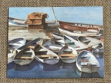 Vintage Late Afternoon Fishing Boats Elizabeth Boynton Birthday Card Framable picture