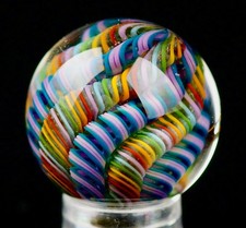 Bryan Trillas Glass Marble/Filigree Cane/UV/Purple & Pink Rainbow/0.8-0.9 inch picture