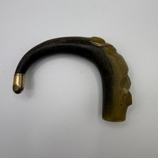 Antique 19th Century Hand Carved Gold Filled Figural Cane Handle picture