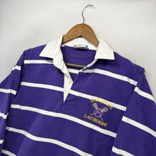 Vintage Barbarian Rugby Shirt Men XS Purple Striped Thick Heavyweight Canada 90s picture