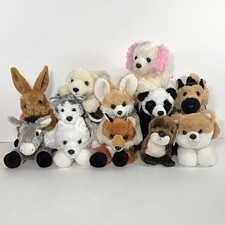 Aurora Mini Flopsies Lot Of 12 Plush- Dogs, Fox, Wolf, Panda, Bunny Etc. 8” picture