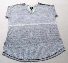 Bobeau Women's Petite Moreina V-Neck Pleat Back Knit Top CA4 Blue Small NWT picture