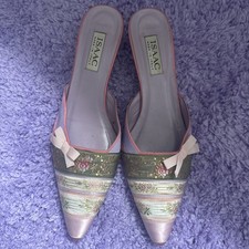 Y2K Isaac Mizrahi Women’s Mule Ribbon Floral Pointy Toe Slip On Shoes Size 9.5 picture