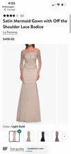 La Femme Satin Mermaid Gown light gold, Size 10, lightly worn picture