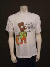 Geniune Vintage 90’s Black Bart Simpson Skateboad Skater T-Shirt sz Medium RARE picture
