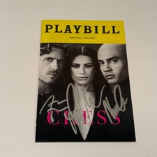 Lea Michele, Aaron Tveit, Nicholas Christopher Signed Chess Broadway Playbill picture