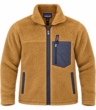 Patagonia Men's XL Brown Fleece Jacket Full Zip Stand-Up Collar Solid picture