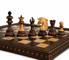 Alexandria Luxury Staunton Burnt Carving Chess Set- Chess Pieces Only - Weighted picture
