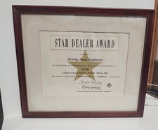 1953 Vintage Allis Chalmers Star Dealer Award Framed President Signed picture