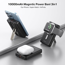 Wireless Portable Charger, 3-in-1 Magnetic Power Bank 10000mAh with Stand picture