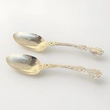 RW & S Wallace Monogrammed Sterling Silver  Floral Vintage Serving Spoon - Pair picture