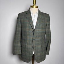 1970s Hart Schaffner & Marx Sport Coat Mens 38S Green Plaid Vtg 3-Button Wool picture