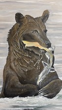 Brown Bear Grizzly Original Painting On Canvas by Arkansas Artist Leah Smith picture