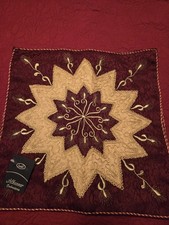 Beautiful Satin Embroidered Pillow Covers, Maroon &  Gold, Pair, Damascus, Syria picture