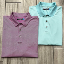 Roundtree & Yorke Polo Shirt Mens XL Purple Mint Green Excellent Stripe 2 Pack picture