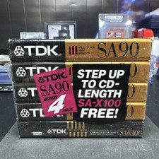 TDK SA90 Type II High Bias Cassette LOT OF 4 Sealed NOS Blank w/ SA-X 100 5 Pack picture