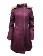 HoodLamb Women's Aubergine Long Hemp Water Resistant Coat 420 Small NWT picture