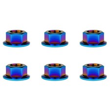 Wanyifa 6Pcs Titanium Ti M6 P1.0mm Flange Nuts Suitable for Motorcycle Burn Blue picture