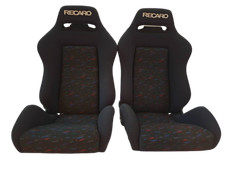 PAIR OF USED JDM RECARO SR3 CONFETTI BUCKET SPORT SEATS RACING PORCHE HONDA AUTO picture