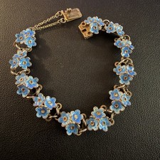 VTG Adriana Alioto 79 GE Italy 800 Silver Blue Enamel Flower Bracelet 7” 10g picture
